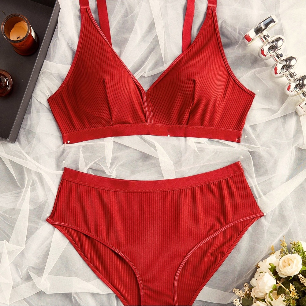 5/$25 Dark Red Ribbed Swimsuit 3X